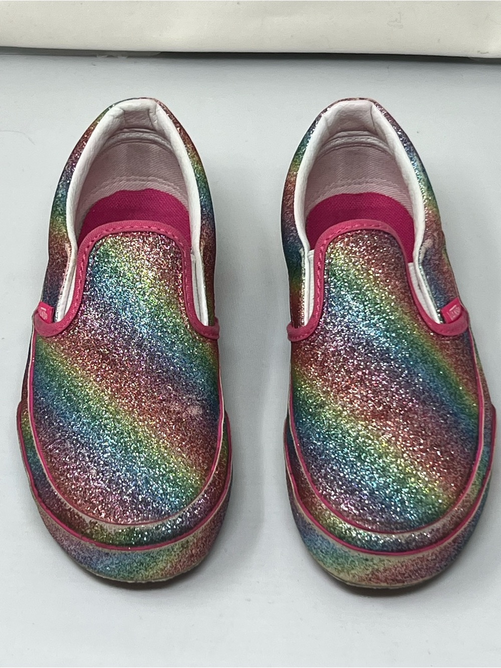 VANS Kids Rainbow Glitter Slip-On Sneakers - Pink Accents